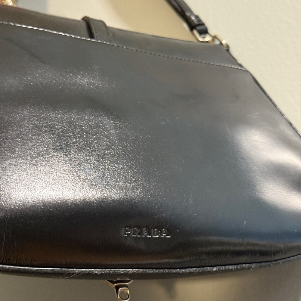 Prada Black Leather Shoulder Bag with Silver Hardware - Picture 6 of 6